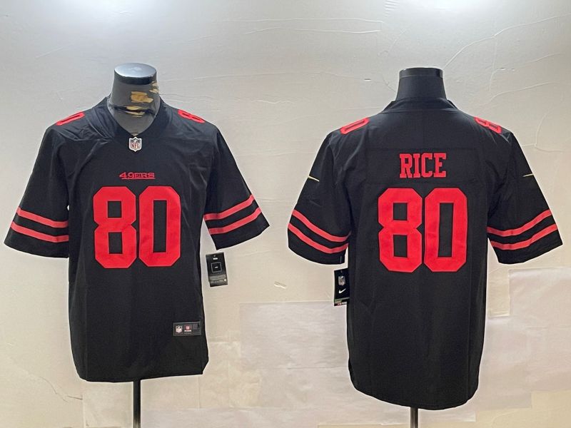 Men San Francisco 49ers #80 Rice Black Second generations 2024 Nike Limited NFL Jersey style 1